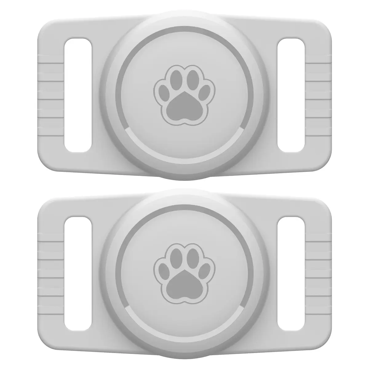 GOCII Airtag Dog Collar Holder 2 Pack, Light Gray | Waterproof Silicone AirTag Case for Dog Collars (Gen 1 & 2) - main product image