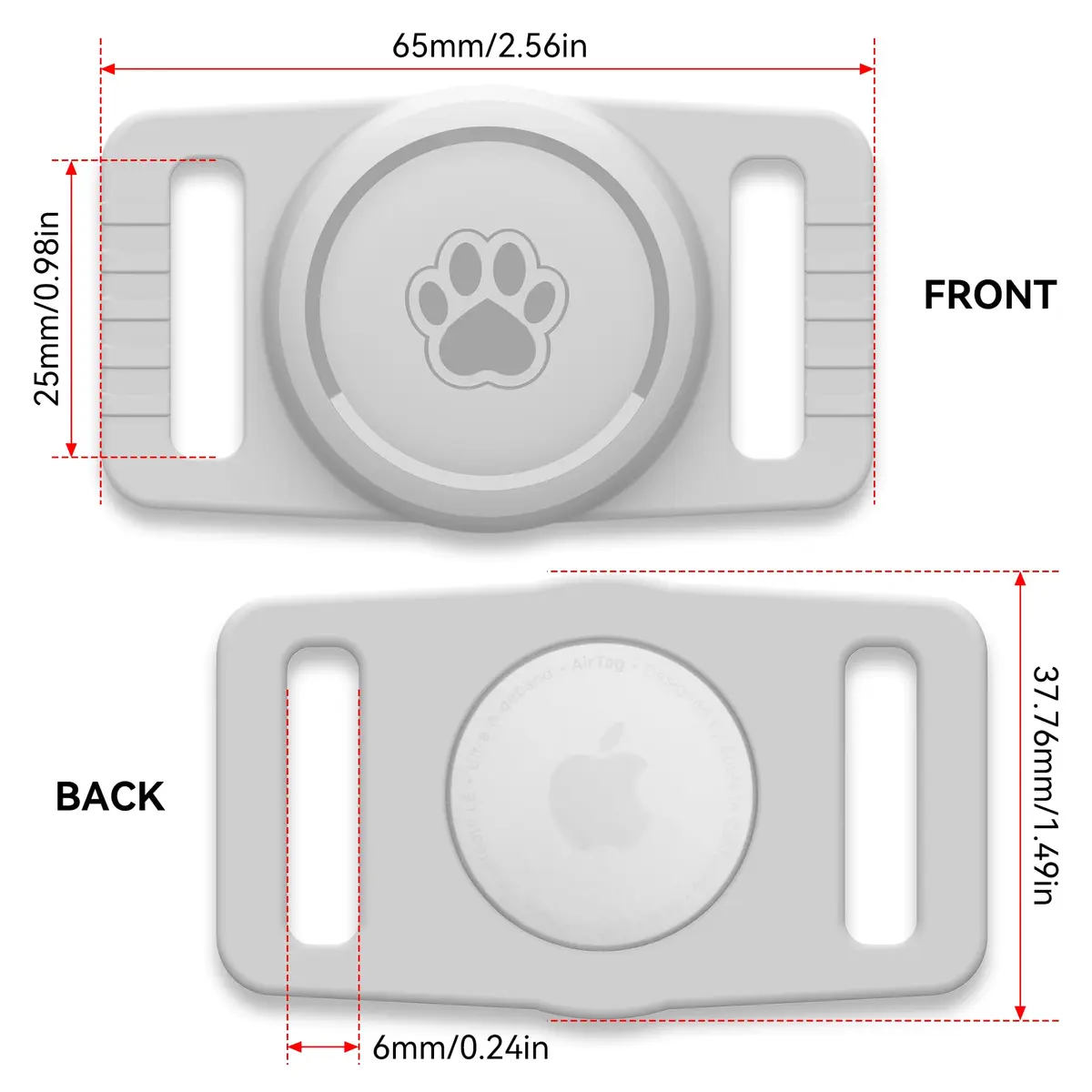 GOCII Airtag Dog Collar Holder 2 Pack, Light Gray | Waterproof Silicone AirTag Case for Dog Collars (Gen 1 & 2) - view 4