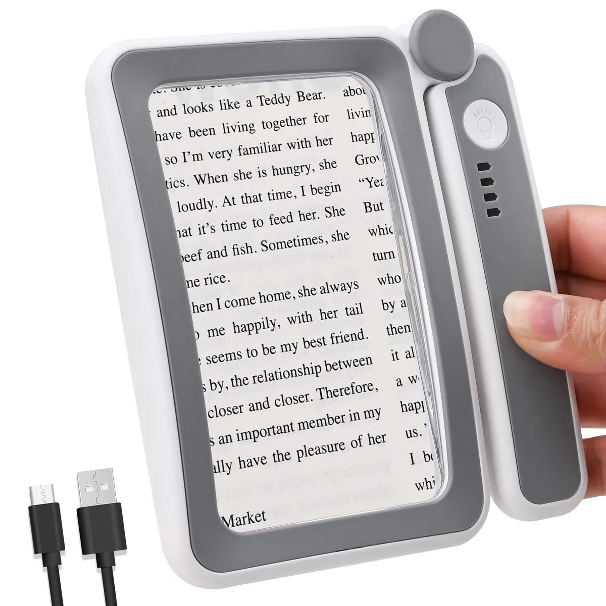 TECHSHARE 4X Rechargeable Magnifying Glass with Light, 108x63mm (4.2x2.4 in) | 4X Magnification with 10 LEDs - main product image