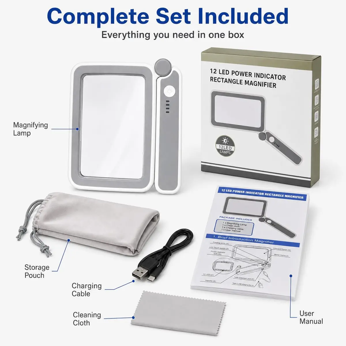 TECHSHARE 4X Rechargeable Magnifying Glass with Light, 108x63mm (4.2x2.4 in) | 4X Magnification with 10 LEDs - view 5