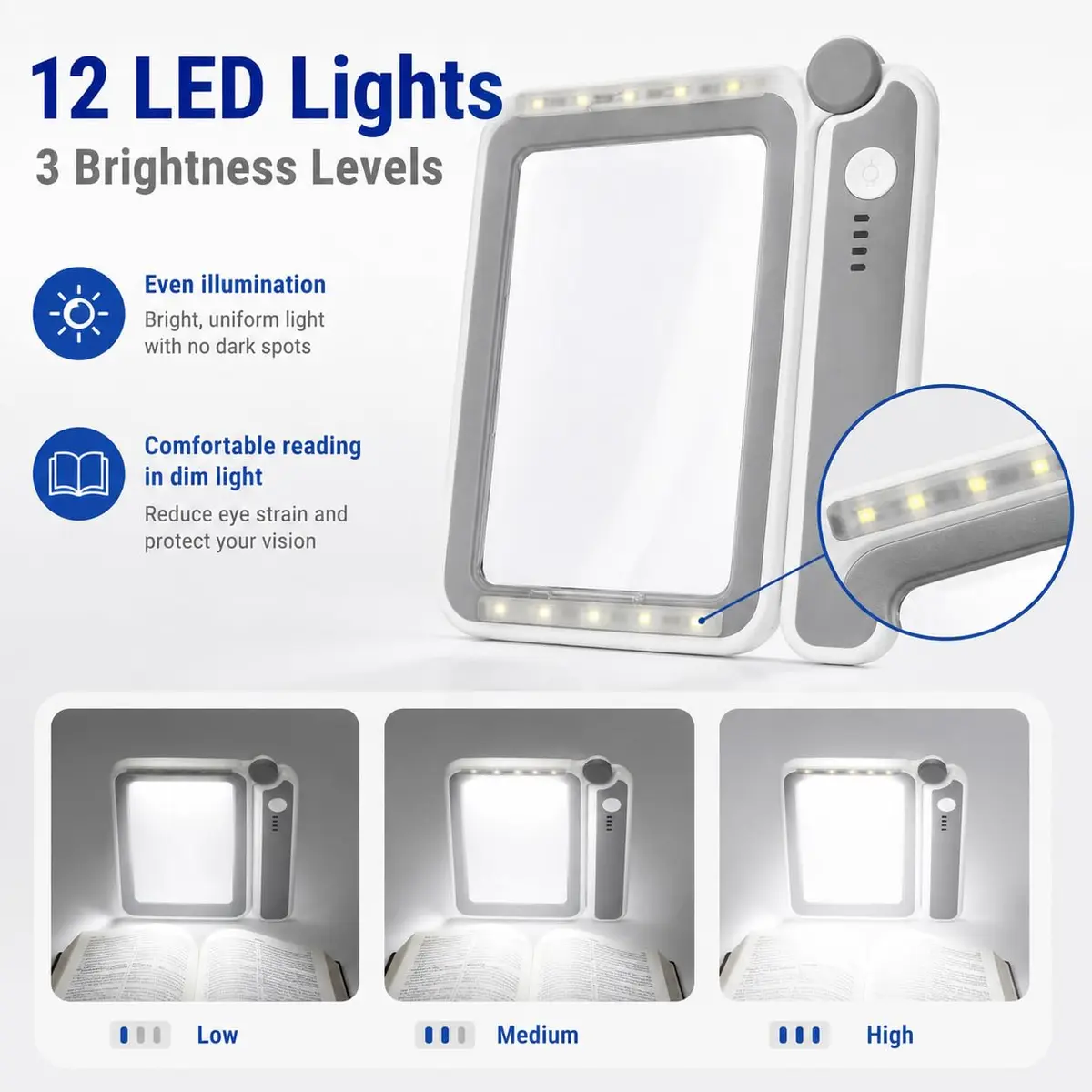 TECHSHARE 4X Rechargeable Magnifying Glass with Light, 108x63mm (4.2x2.4 in) | 4X Magnification with 10 LEDs - view 6