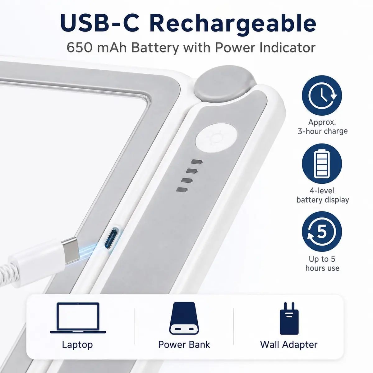 TECHSHARE 4X Rechargeable Magnifying Glass with Light, 108x63mm (4.2x2.4 in) | 4X Magnification with 10 LEDs - view 3