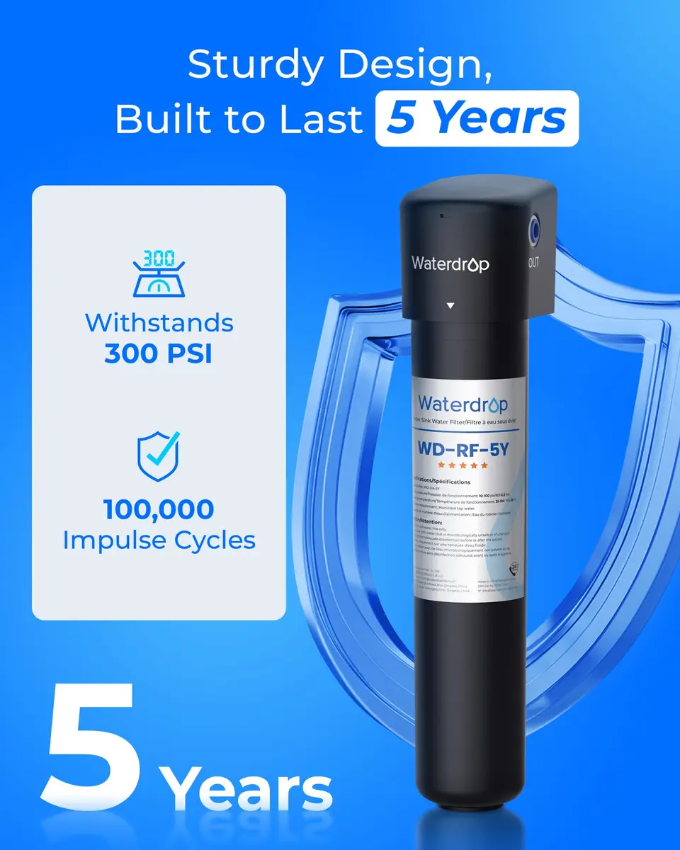 Waterdrop UA-5Y Under Sink Water Filter System 16.7" (42.4 cm) — 5-Year Ultra Long Life, Reduces Lead, Chlorine, Bad Taste & Odor - view 7