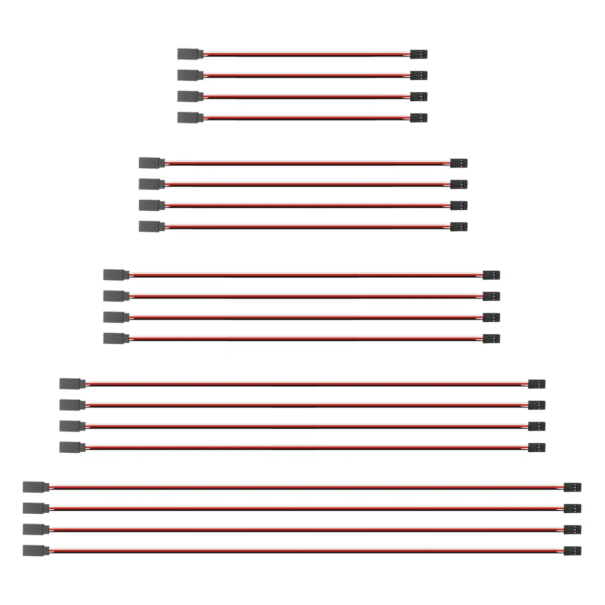 Abvsdu Servo Extension Cable 20 pcs | 5 Lengths, Female to Male Connectors, RC Control Parts - main product image