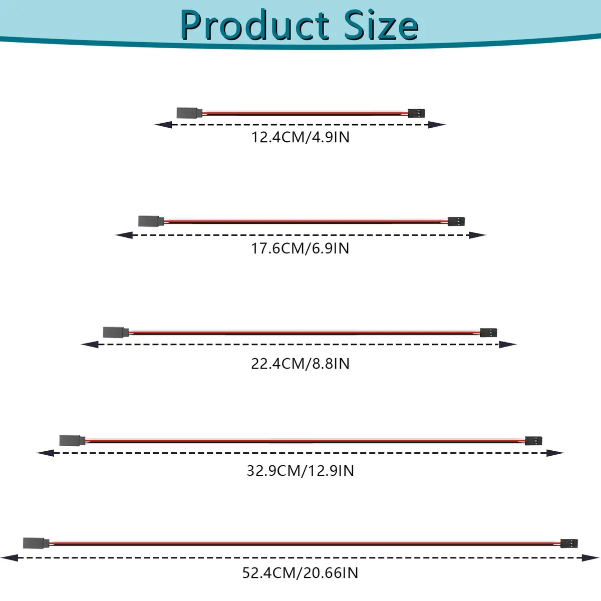 Abvsdu Servo Extension Cable 20 pcs | 5 Lengths, Female to Male Connectors, RC Control Parts - view 2