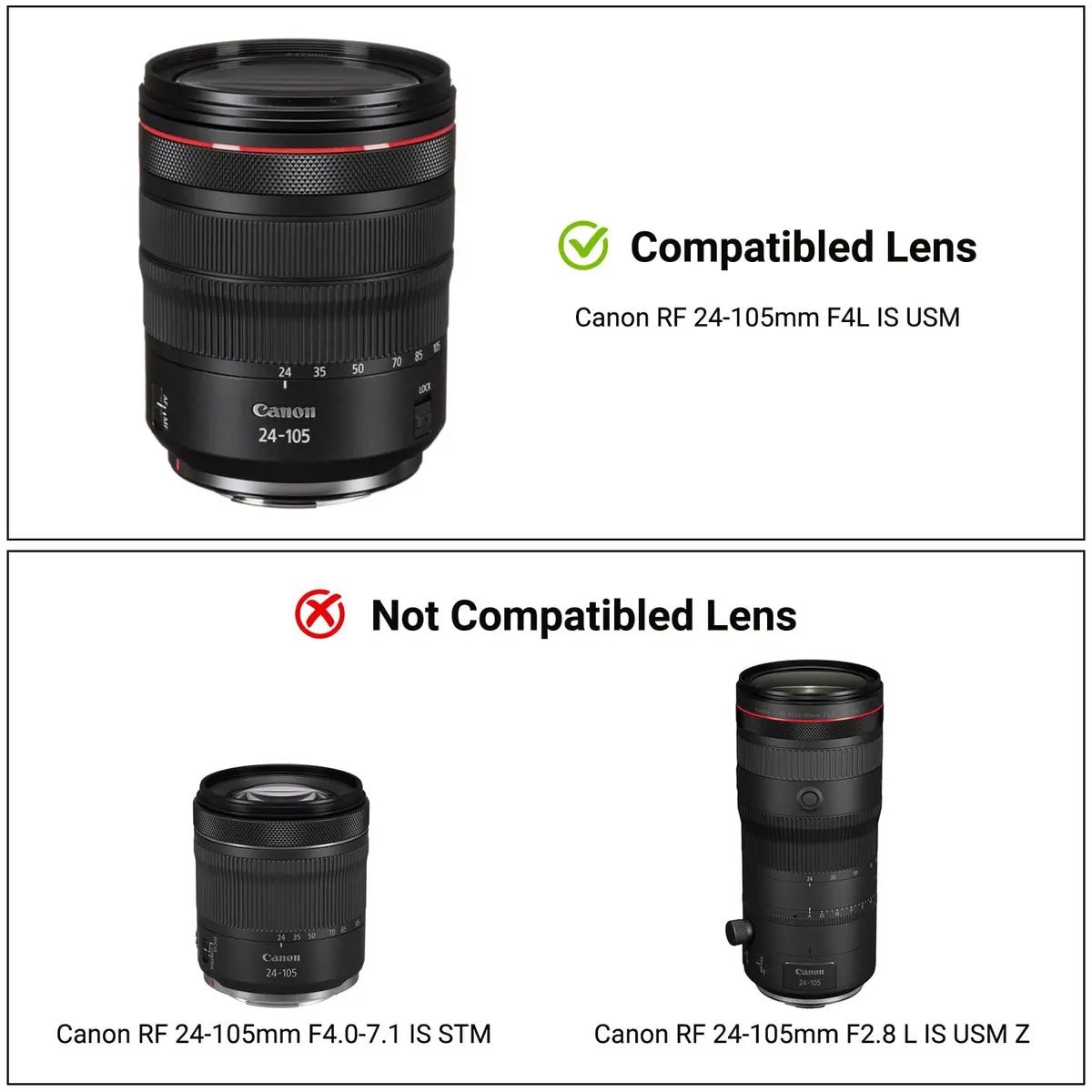 JJC EW-83N Reversible Lens Hood Shade for Canon RF 24-105mm F4L IS USM Lens | Blocks stray light, protects lens, reversible design - view 2