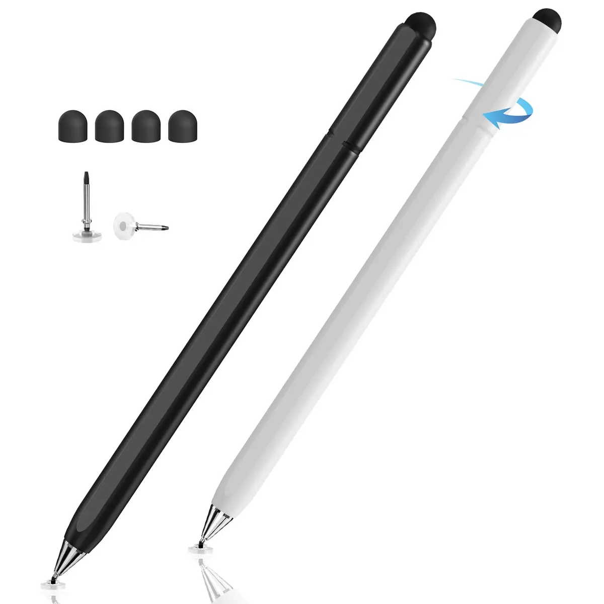 Accokids Stylus Pen for Touchscreen 2-in-1 Magnetic & Rotate, Black/White | Precise, Compatible with All Capacitive Devices - main product image