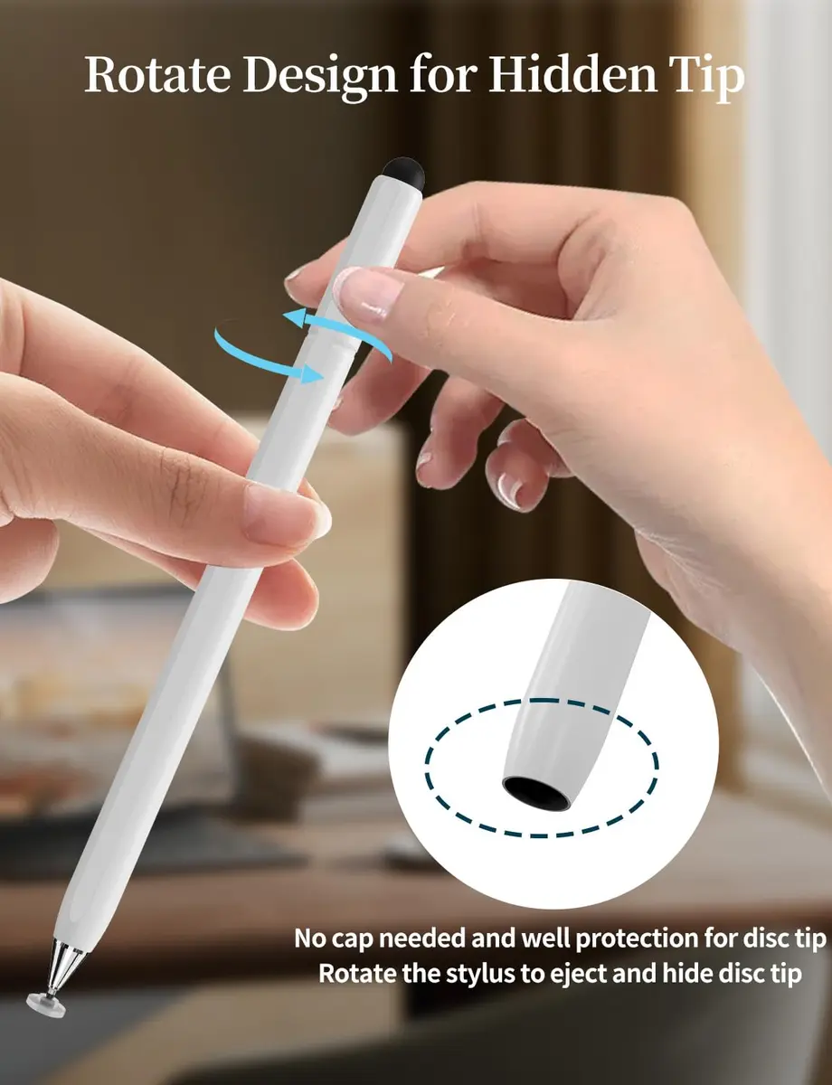 Accokids Stylus Pen for Touchscreen 2-in-1 Magnetic & Rotate, Black/White | Precise, Compatible with All Capacitive Devices - view 2