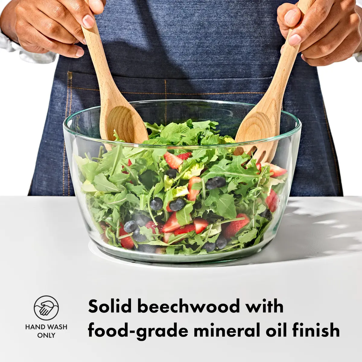 OXO Good Grips Beechwood Salad Servers – 2-Piece Set | Classic Design for Effortless Serving - view 2