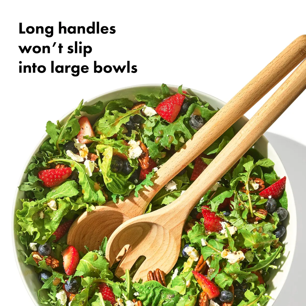 OXO Good Grips Beechwood Salad Servers – 2-Piece Set | Classic Design for Effortless Serving - view 3