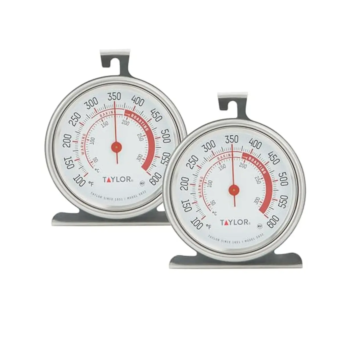 Taylor Large Dial Oven Thermometer 2-Pack, 3.25 Inch Stainless Steel | Measures 100°F-600°F - main product image