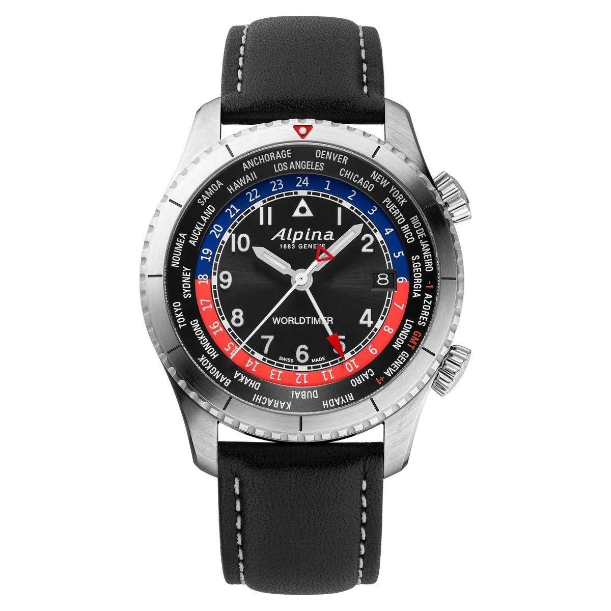 Alpina Men's Swiss Startimer Worldtimer Quartz Watch, Stainless Steel, GMT, Sapphire Crystal | GMT & Worldtimer Functionality - main product image