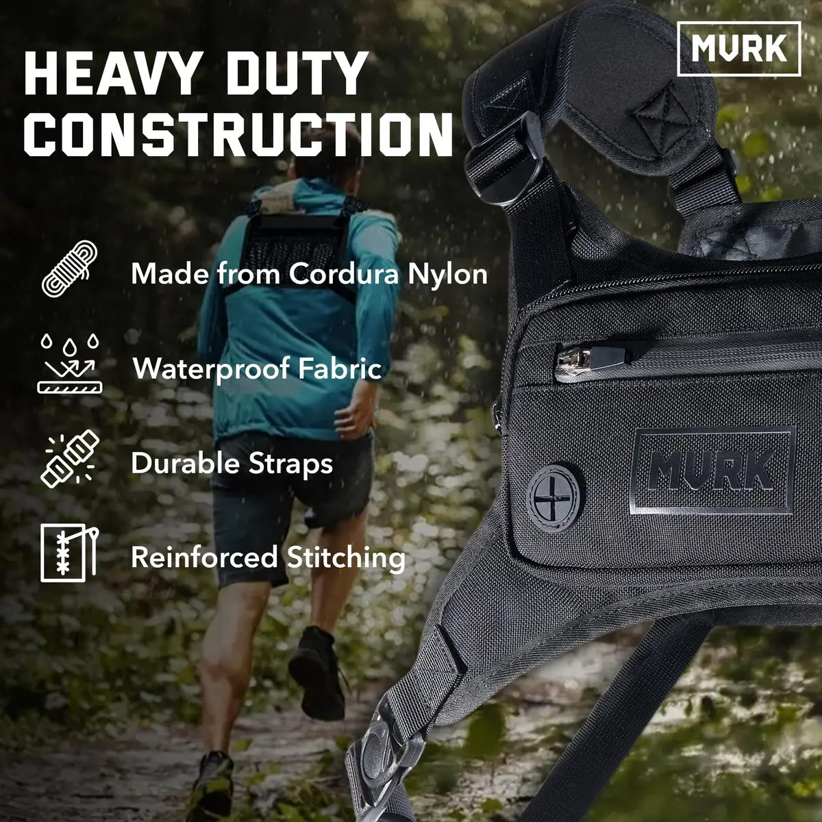 MVRK Water Resistant Running Vest Chest Pack | Reflective & Lightweight for Outdoor Training - view 4
