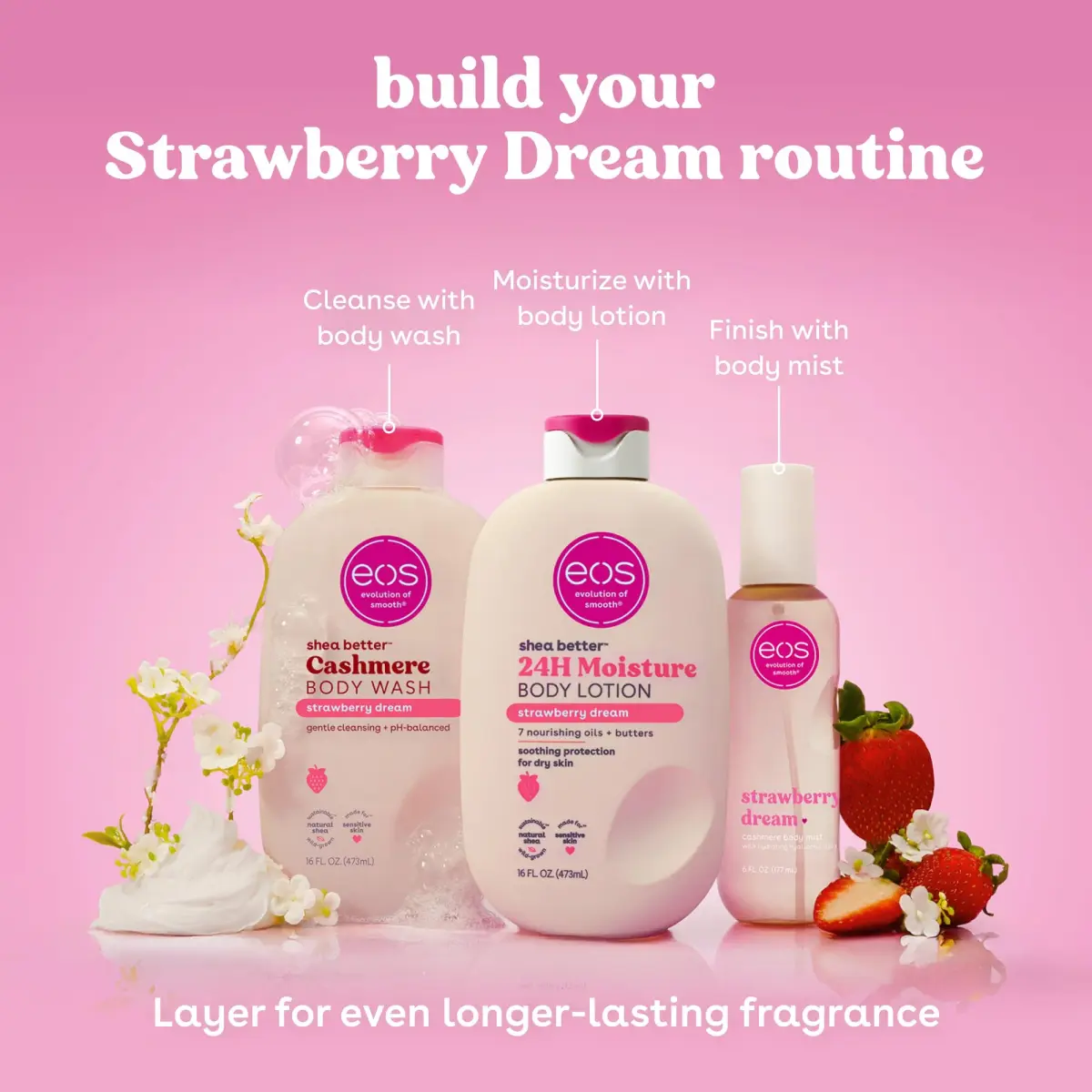 eos Shea Better Body Lotion Strawberry Dream 473ml (16 fl oz) | 24-Hour Moisture for Soft Skin - view 8