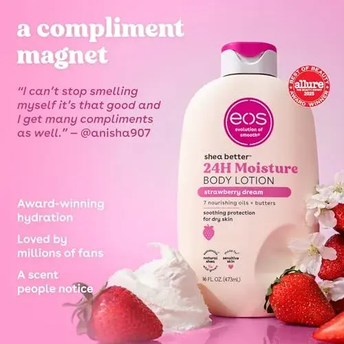 eos Shea Better Body Lotion Strawberry Dream 473ml (16 fl oz) | 24-Hour Moisture for Soft Skin - view 3