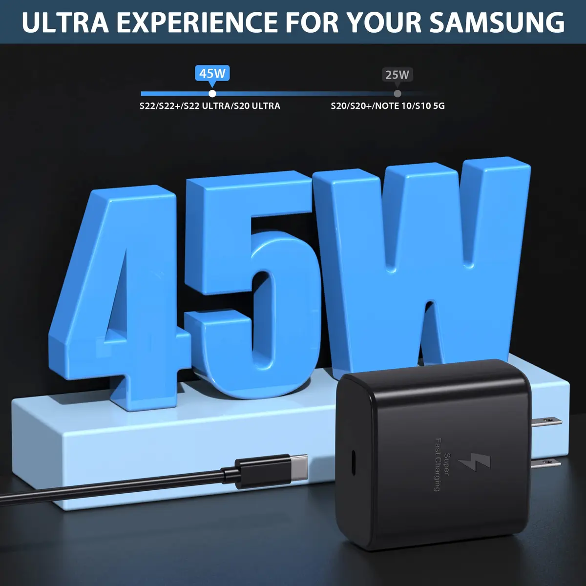 PIOEVTKA 45W USB-C Fast Charger Pack | 6ft Cable, Samsung Compatible, US Import - view 3