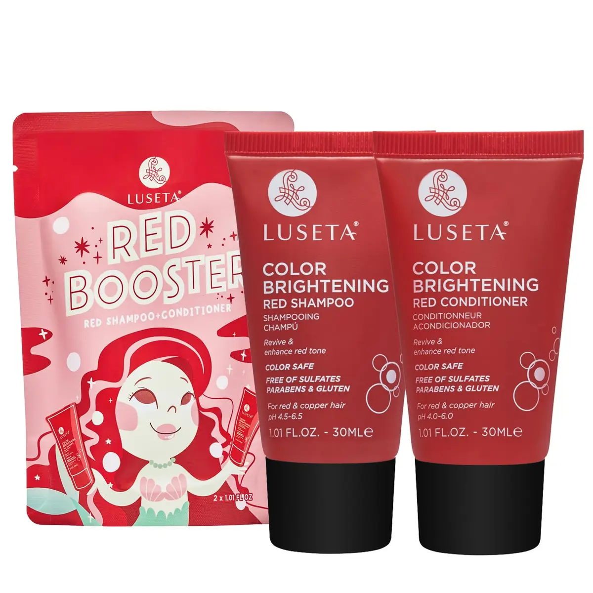 Luseta Red Hair Travel Size Shampoo and Conditioner 1.01oz | Revives & Enhances Fiery Tones - main product image