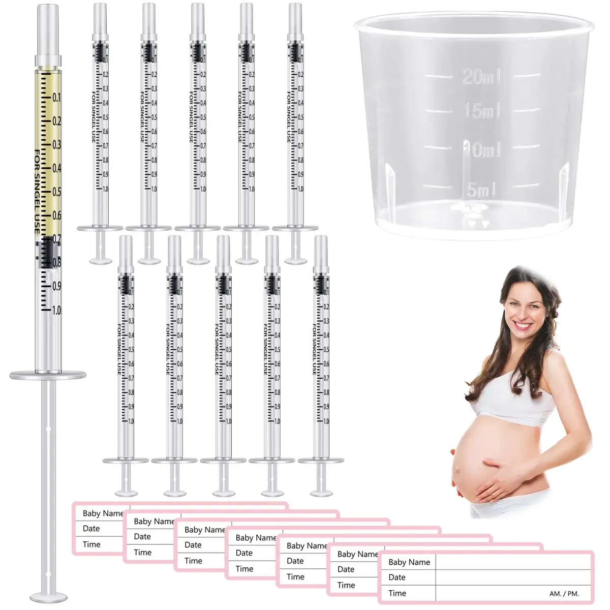 TrelaCo Colostrum Collector Kit with Sterile Syringes & Caps, 1 Measuring Cup | USA Imported for Indian Mothers - main product image