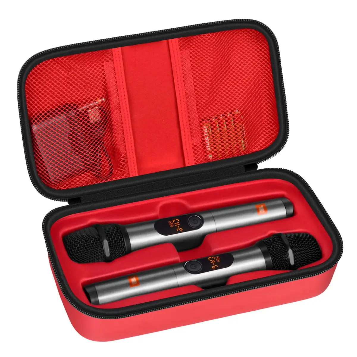 Againmore Wireless Microphone Case Red | Dual Mic Travel Bag for JBL Wireless Two Microphone System - main product image