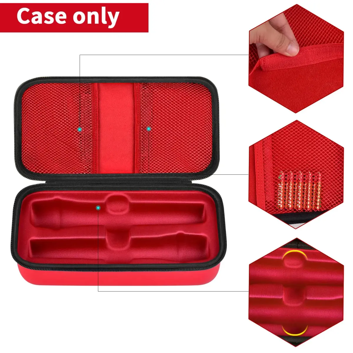 Againmore Wireless Microphone Case Red | Dual Mic Travel Bag for JBL Wireless Two Microphone System - view 5