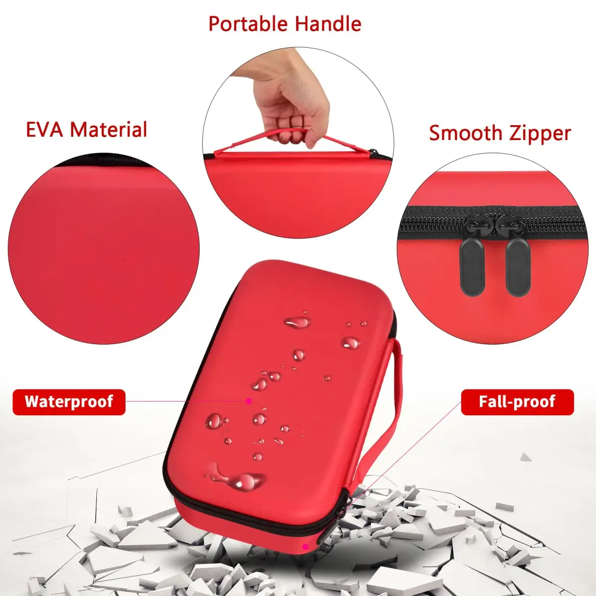 Againmore Wireless Microphone Case Red | Dual Mic Travel Bag for JBL Wireless Two Microphone System - view 4