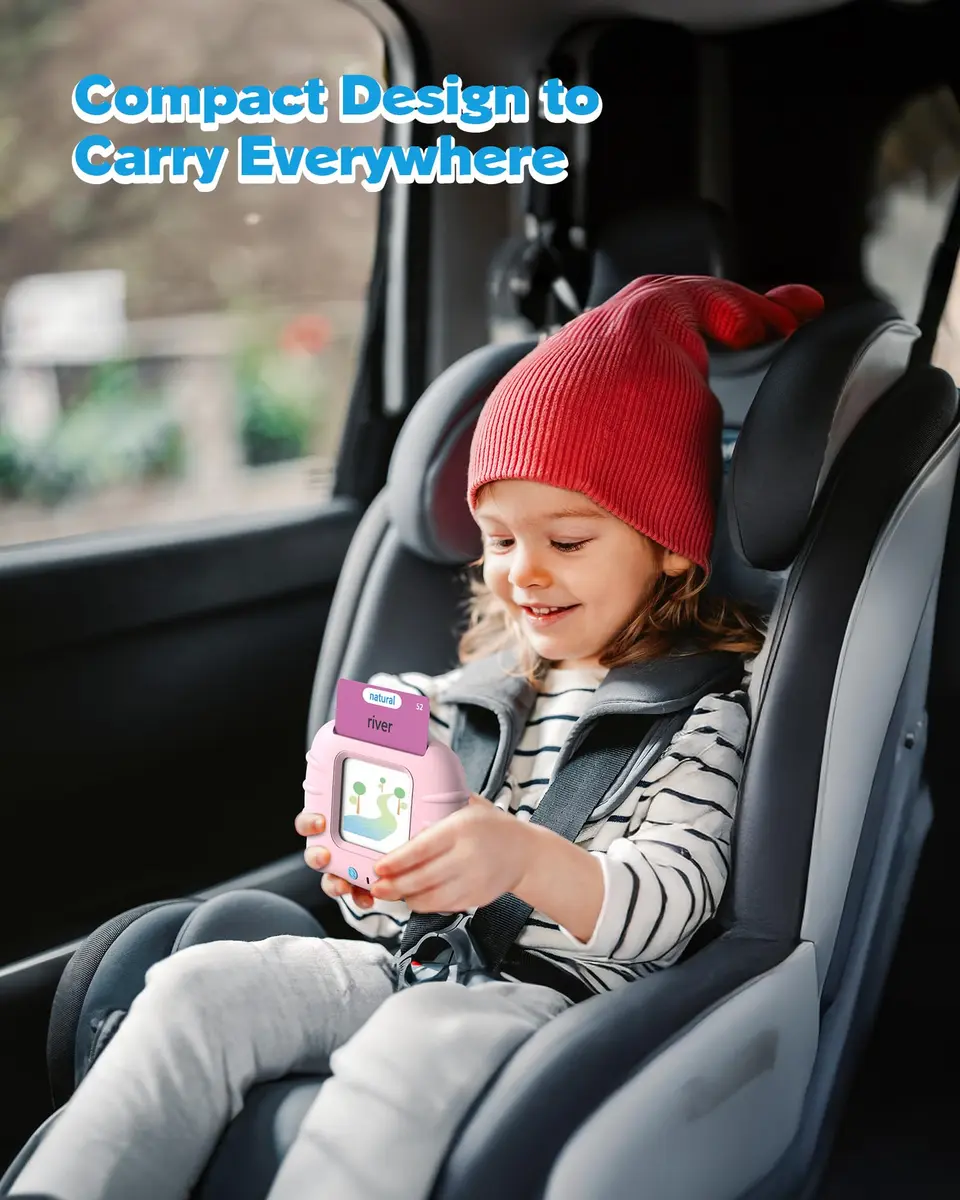 Airbition Talking Flash Cards for Toddlers Ages 1-6, 224 Words English Pink | Montessori Language Learning Toy with American Accent - view 5