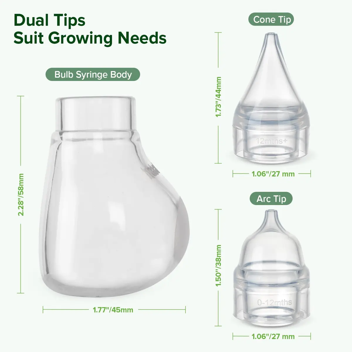Haakaa Silicone Baby Nasal Aspirator Bulb Syringe with 2 Tips | Gentle Mucus Removal for Newborns & Toddlers - view 7