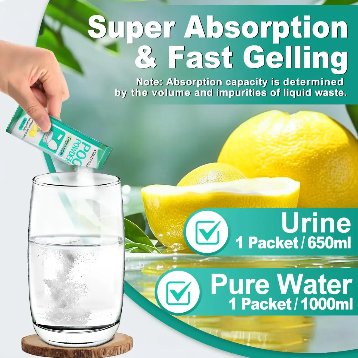 CRAZYTHUR Portable Toilet Gel Powder 70PCS Lemon Scent | Treats 650ml Urine Per Pack - view 2