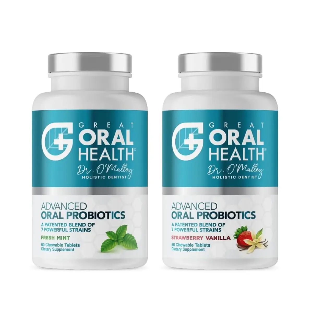 Great Oral Health Advanced Oral Probiotics Mint & Strawberry Vanilla 120 Count (2 x 60 Count) | Dentist Formulated for Bad Breath Treatment - main product image
