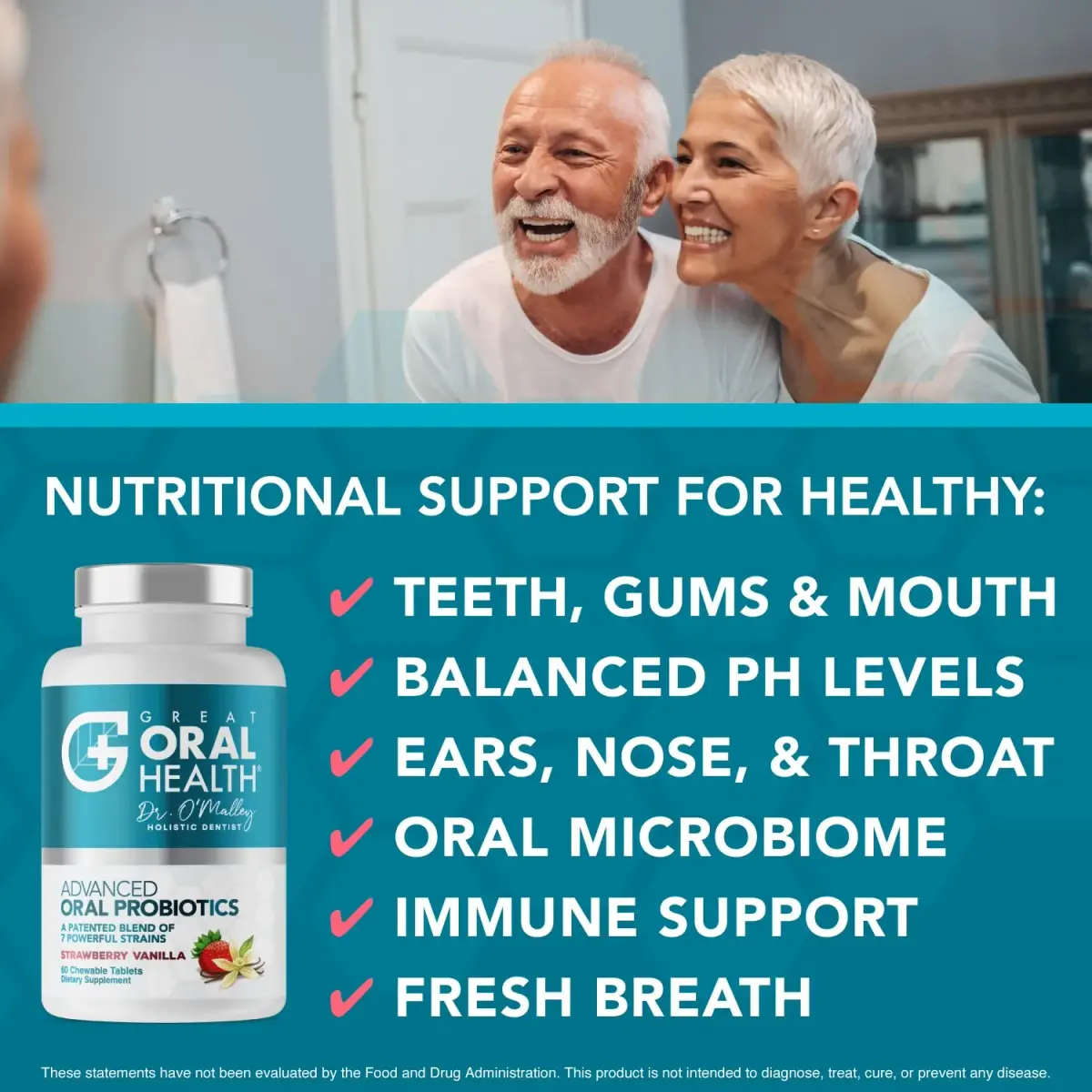 Great Oral Health Advanced Oral Probiotics Mint & Strawberry Vanilla 120 Count (2 x 60 Count) | Dentist Formulated for Bad Breath Treatment - view 3