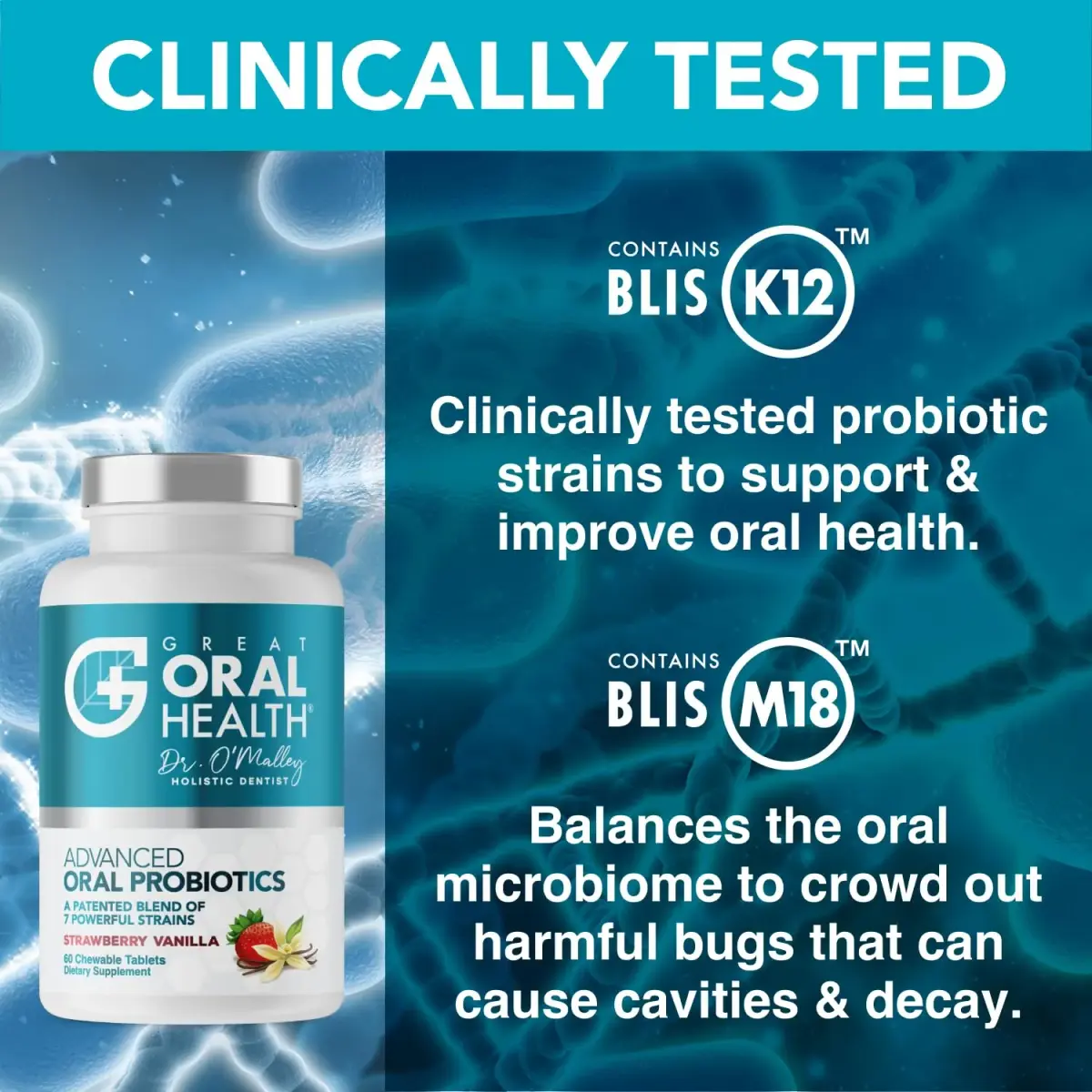 Great Oral Health Advanced Oral Probiotics Mint & Strawberry Vanilla 120 Count (2 x 60 Count) | Dentist Formulated for Bad Breath Treatment - view 4