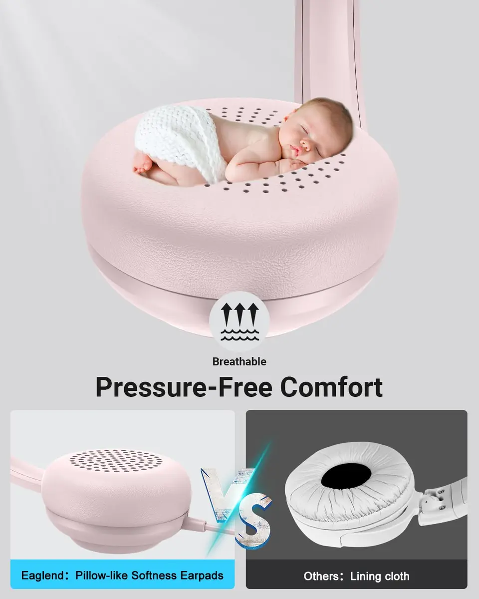 NUBWO HW02 USB Headset with Microphone Noise Cancelling & in-line Control | Ultra Comfort Wired Office Headphones (Pink) - view 3