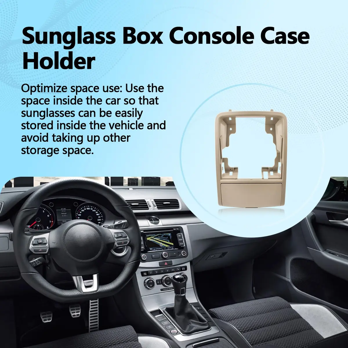 Quealzara Beige Sunglass Box Console Case Holder Compatible with VW Jetta MK6 2011-2018 Passat B7 | Overhead Console Glasses Organizer - view 2