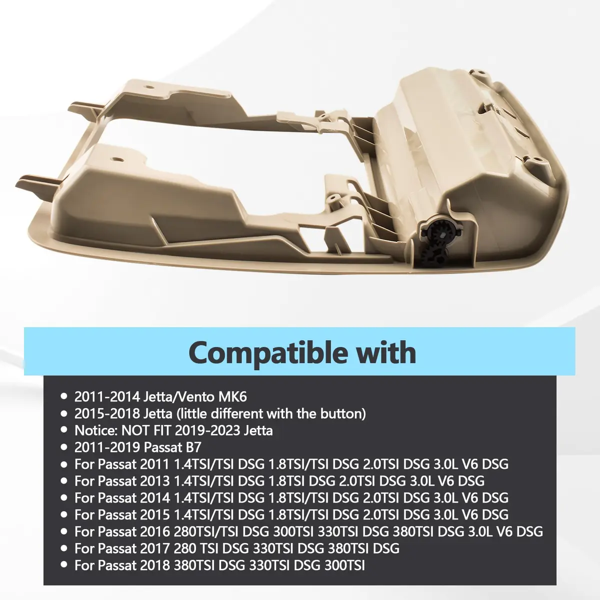 Quealzara Beige Sunglass Box Console Case Holder Compatible with VW Jetta MK6 2011-2018 Passat B7 | Overhead Console Glasses Organizer - view 3