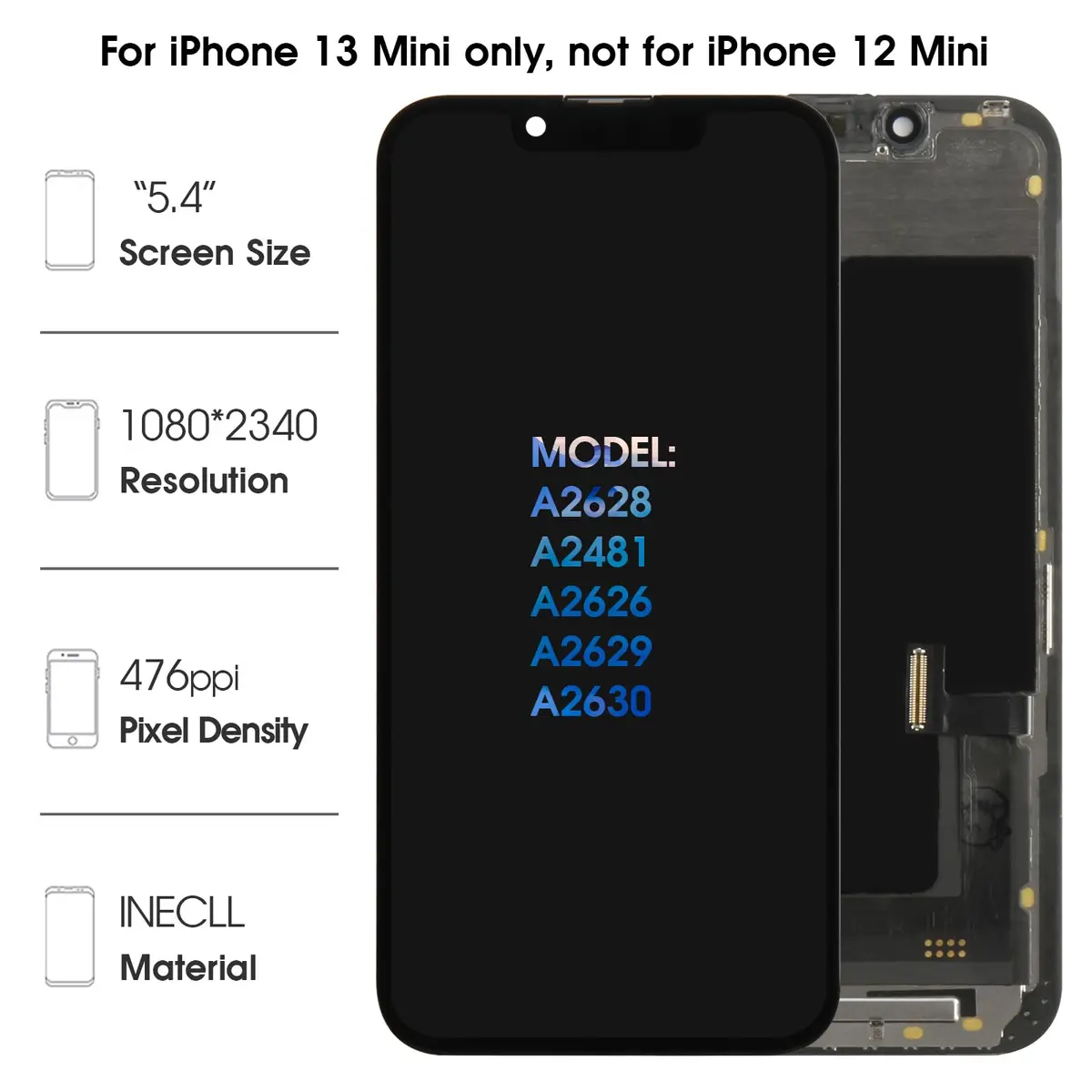 Olivechard Incell LCD Screen Replacement for iPhone 13 Mini 5.4 inch | Vibrant, Thin & Reliable Display - view 2