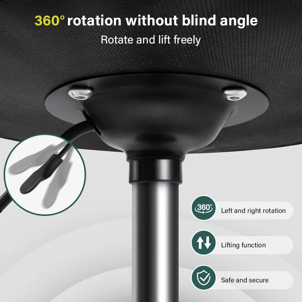 BFTOU Minimalist Square Swivel Stool with Wheel, Height-Adjustable, Waterproof, 17.7x17.7x19.3 inches | Stable & Durable - view 4