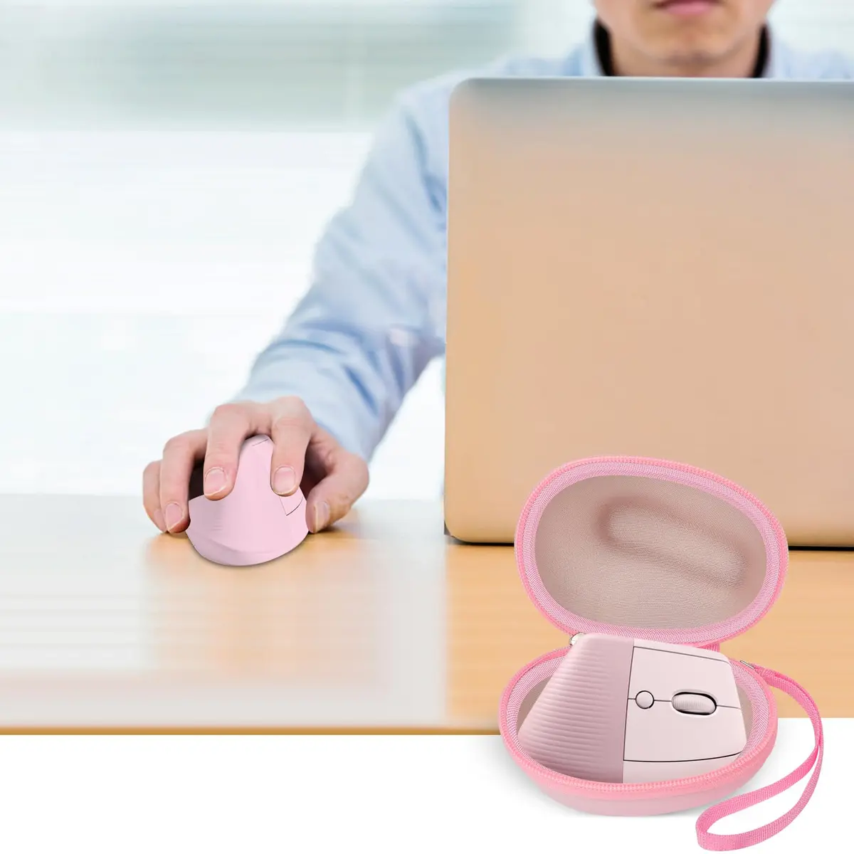 ANKHOH Pink Portable Electronic Device Cover for Logitech Lift Vertical Mouse | Travel & Storage - view 7