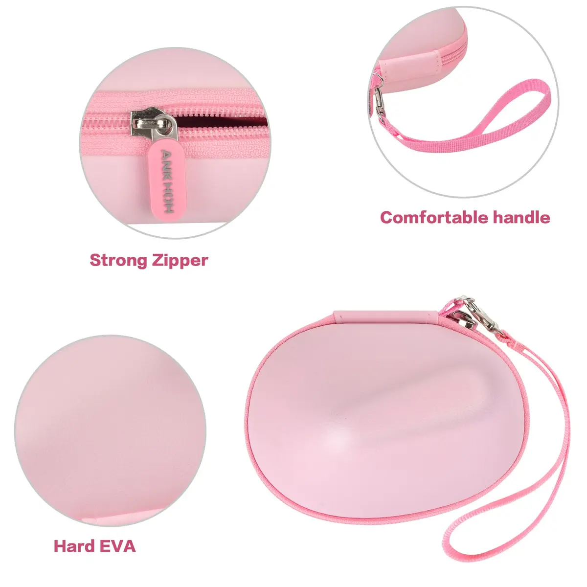 ANKHOH Pink Portable Electronic Device Cover for Logitech Lift Vertical Mouse | Travel & Storage - view 3