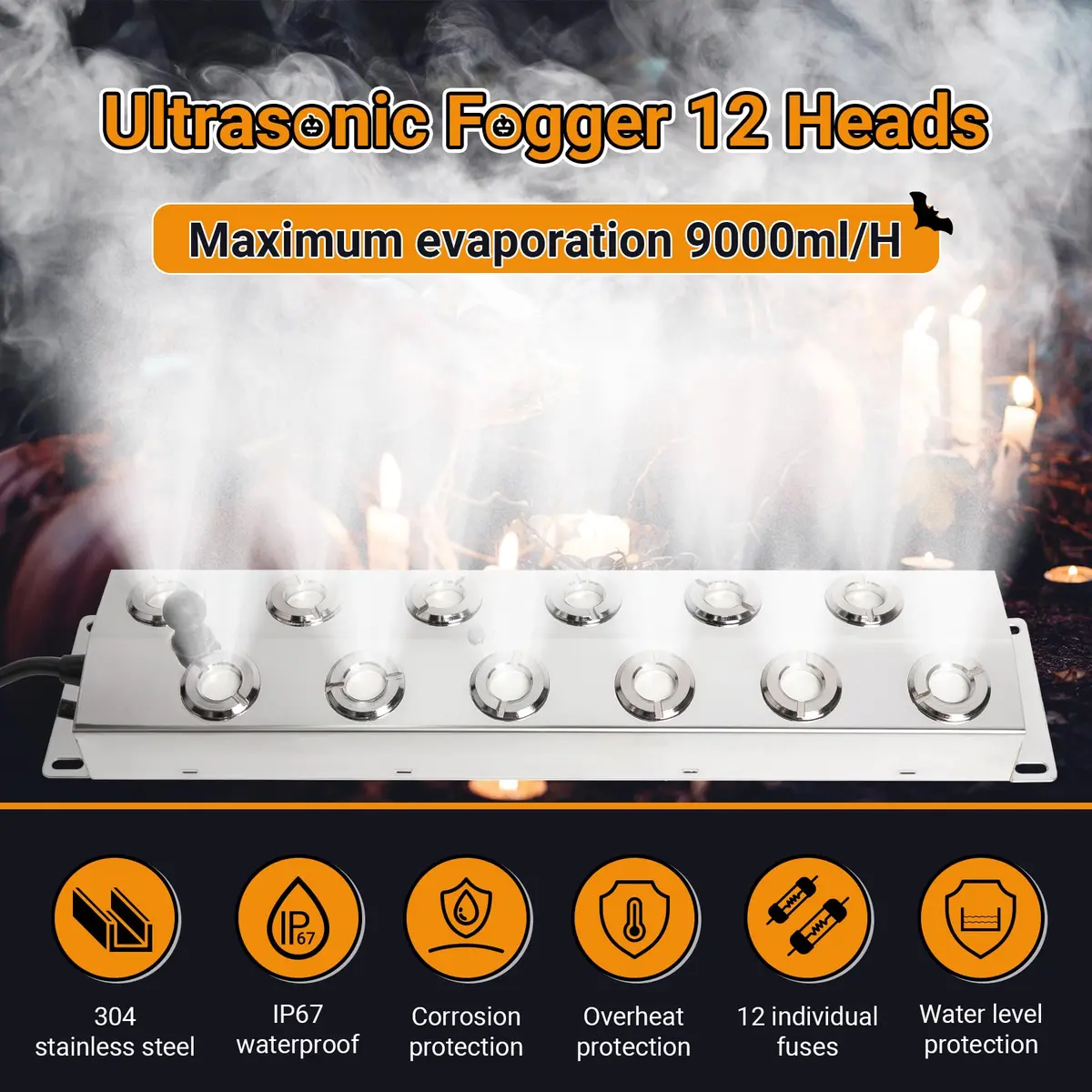 Toriexon Ultrasonic Mist Maker Fogger 12 Heads 9000ml/H | IP67 Waterproof, Stainless Steel, Outdoor Fogging - view 3