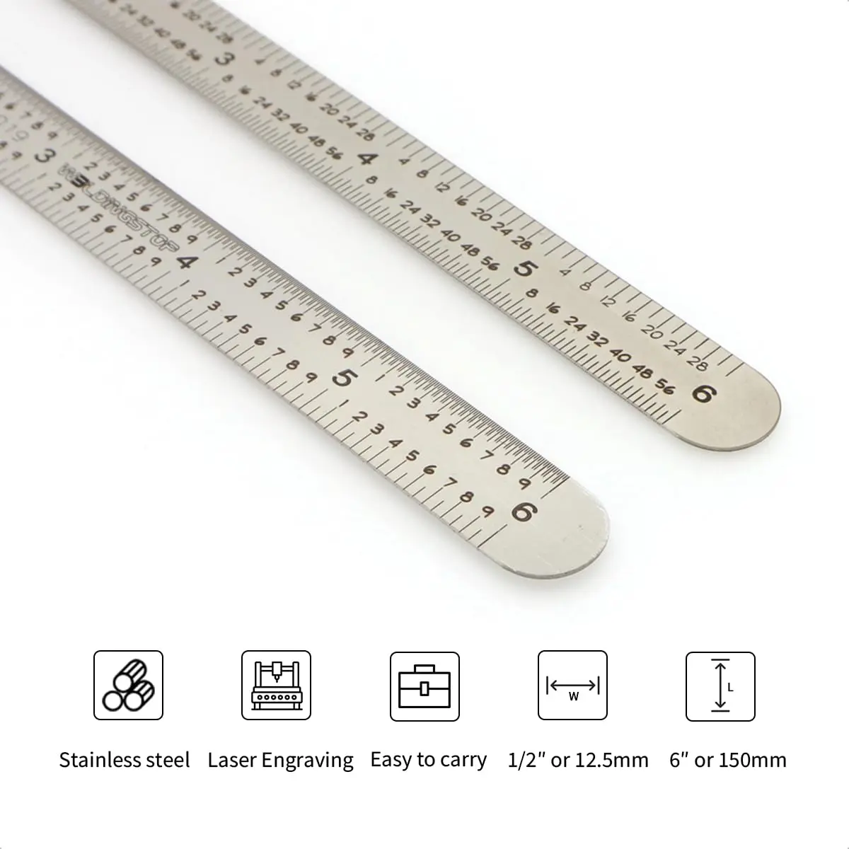 WeldingStop 6-inch Machinist Ruler 150mm | Laser Engraved Stainless Steel Scale - view 5