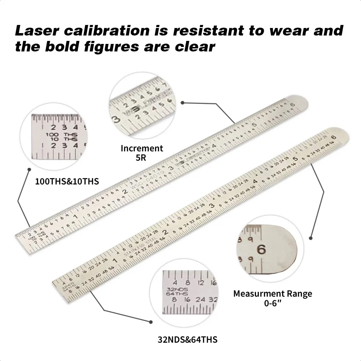 WeldingStop 6-inch Machinist Ruler 150mm | Laser Engraved Stainless Steel Scale - view 2