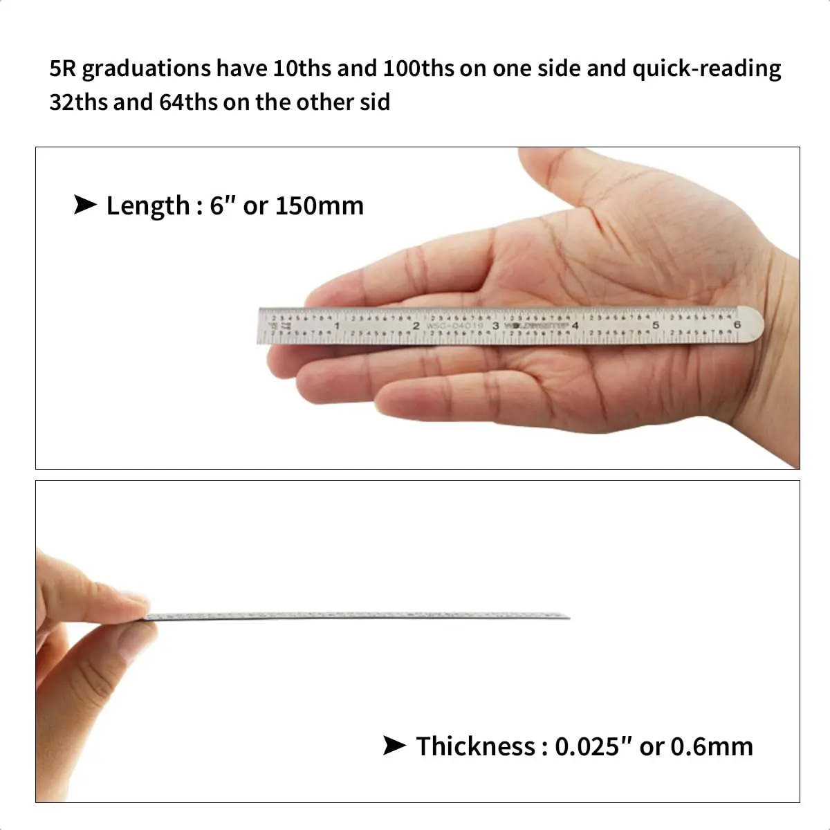WeldingStop 6-inch Machinist Ruler 150mm | Laser Engraved Stainless Steel Scale - view 4