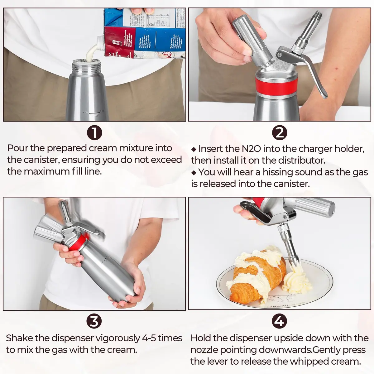 Ajimy Whipped Cream Dispenser 500ml Aluminum | Professional Kitchen Tool for Fluffy Desserts - view 6