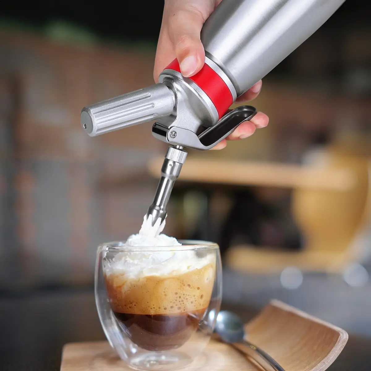 Ajimy Whipped Cream Dispenser 500ml Aluminum | Professional Kitchen Tool for Fluffy Desserts - view 3