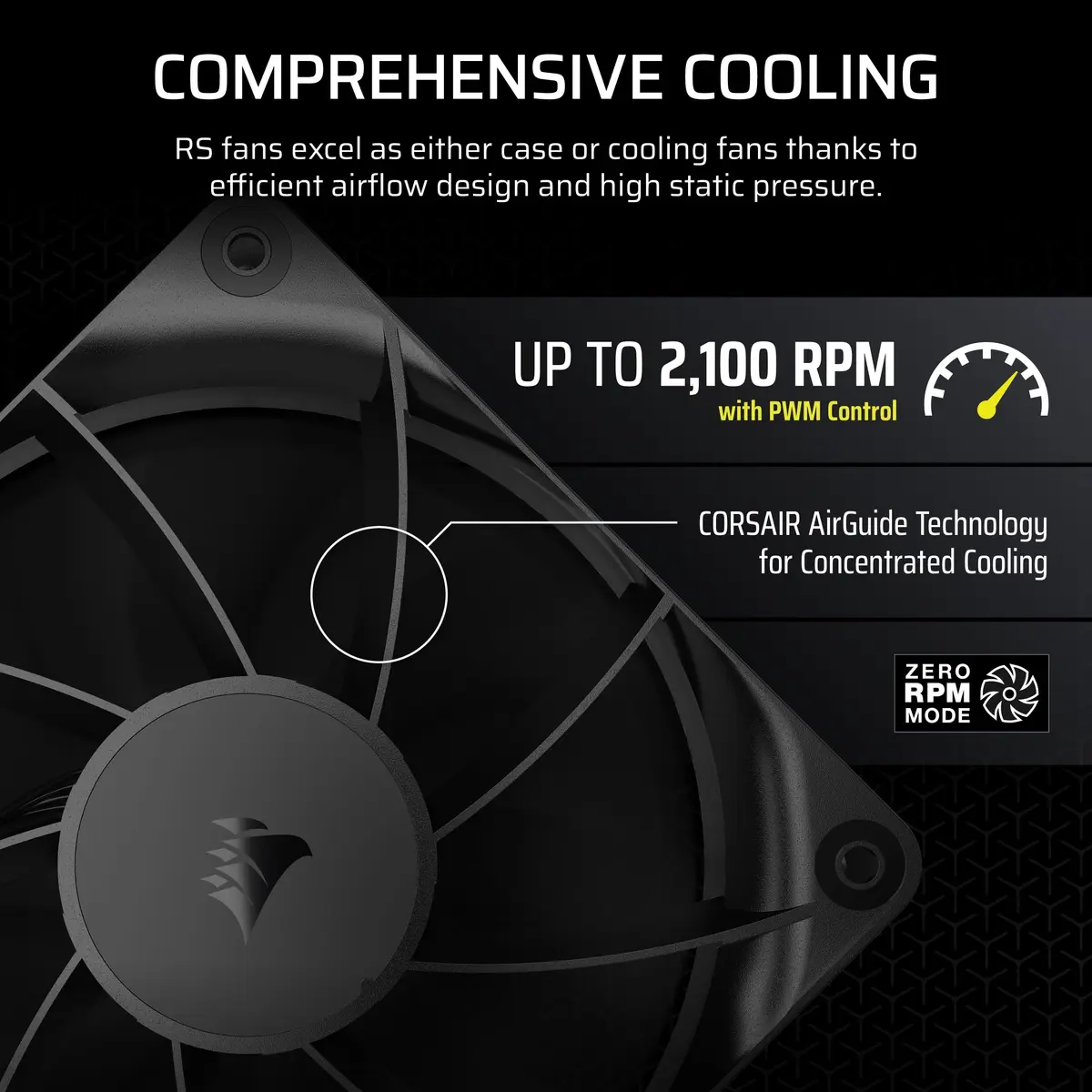 Corsair RS120 120mm PWM Fan – Daisy-Chain Connection – Low-Noise – Magnetic Dome Bearing – Black | Up to 2,100 RPM, 72.8 CFM, Quiet Operation - view 4