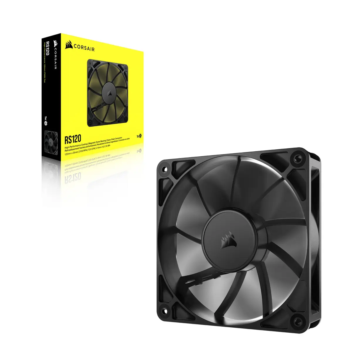 Corsair RS120 120mm PWM Fan – Daisy-Chain Connection – Low-Noise – Magnetic Dome Bearing – Black | Up to 2,100 RPM, 72.8 CFM, Quiet Operation - view 6