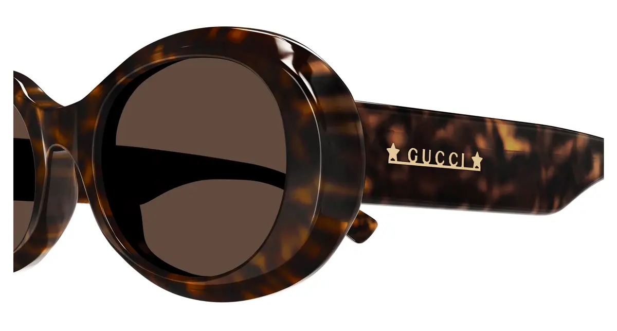 Gucci GG1587S-002 Havana round Ladies Sunglasses for Womens | Brown Plastic Frame, 52mm Lens - view 3