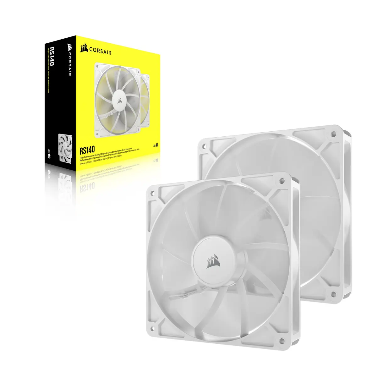 Corsair RS140 140mm PWM Fans Dual Pack | Low-Noise Magnetic Dome Bearings, Daisy-Chain Connection, White - view 6