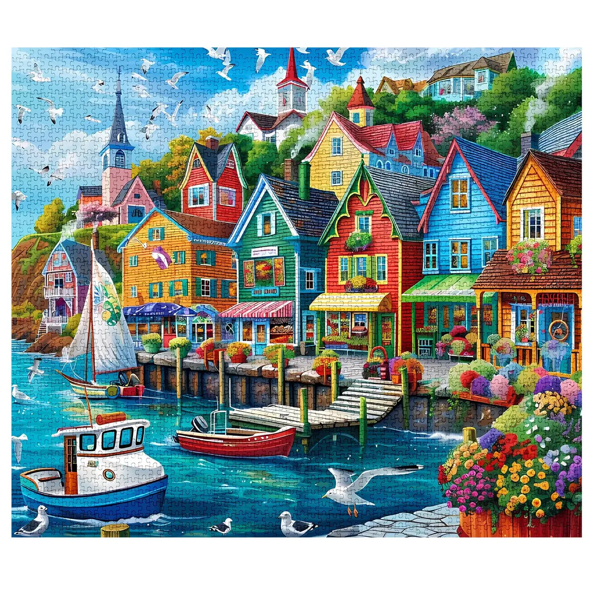 Tucocoo Colorful Seaside Town Jigsaw Puzzles 1000 Pieces for Adults 70cm x 50cm | Educational Art Puzzles for Game Nights - view 2