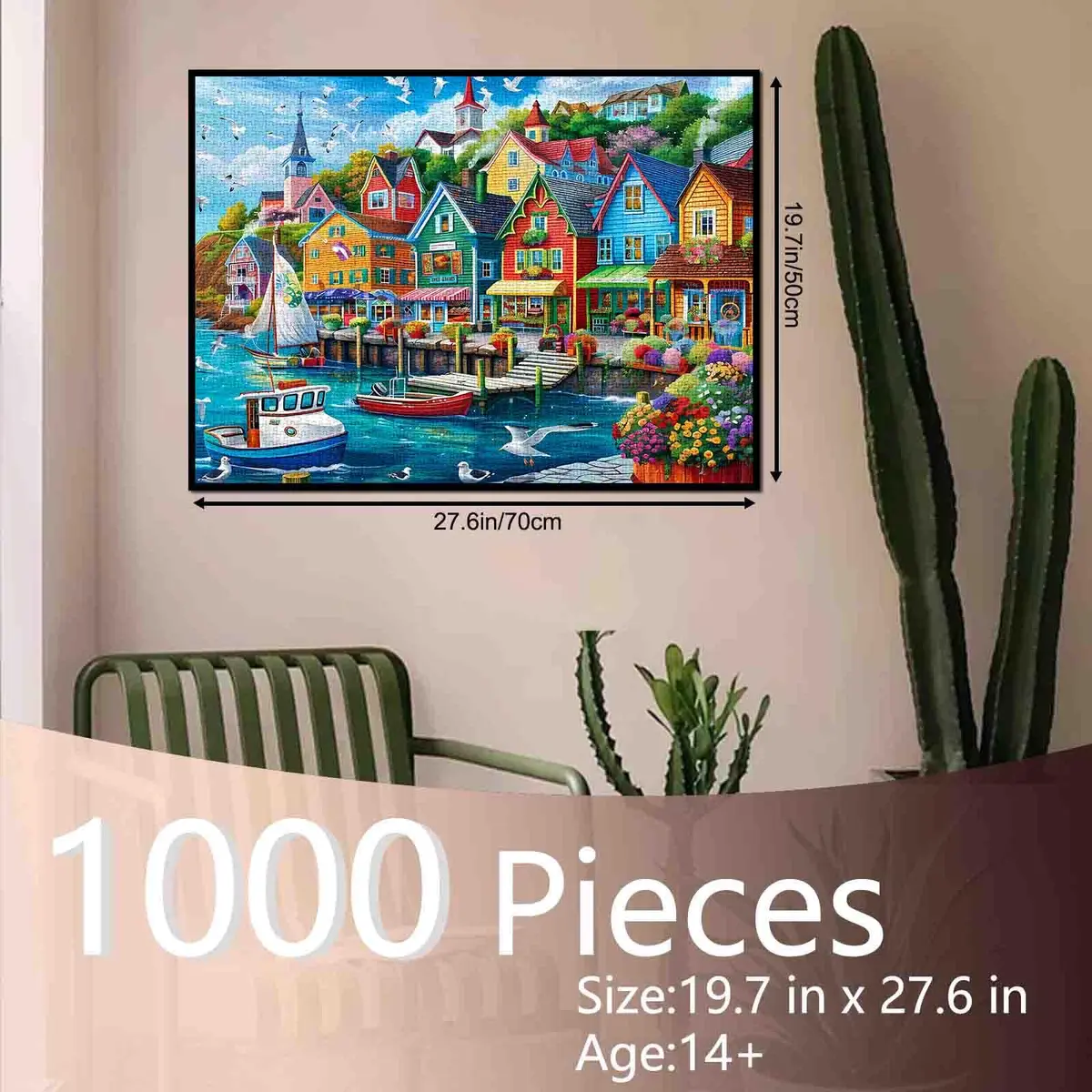 Tucocoo Colorful Seaside Town Jigsaw Puzzles 1000 Pieces for Adults 70cm x 50cm | Educational Art Puzzles for Game Nights - view 3